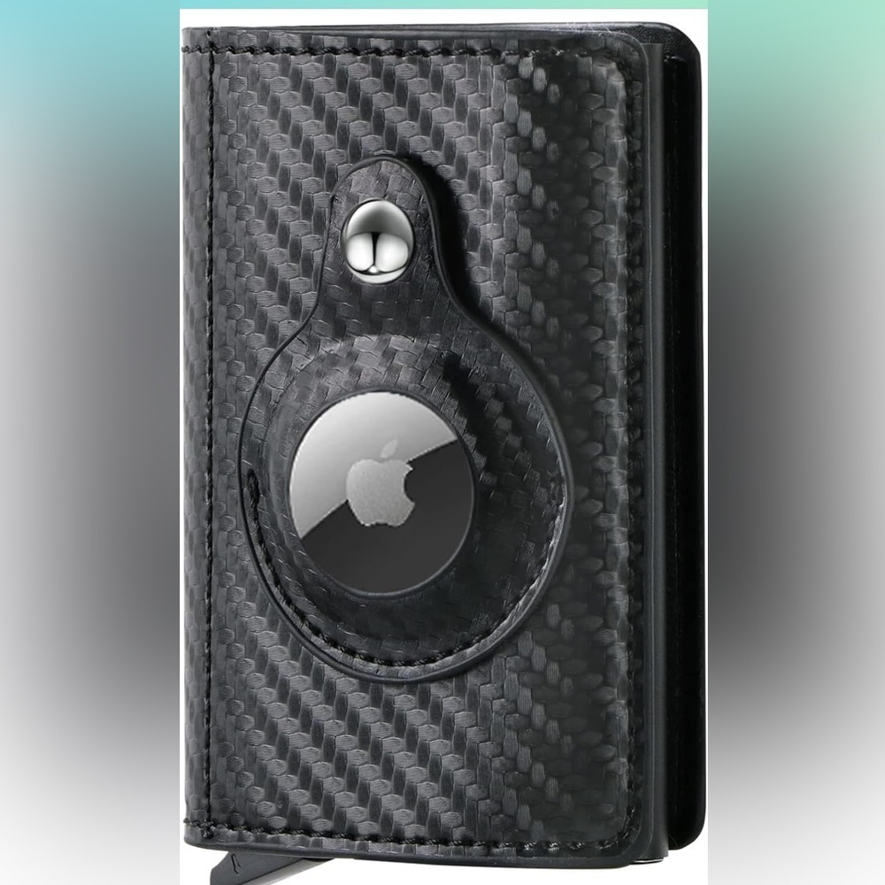 Wallet with AirTag Holder: Carbon Fiber Bifold RFID Blocking Credit Card Wallet
